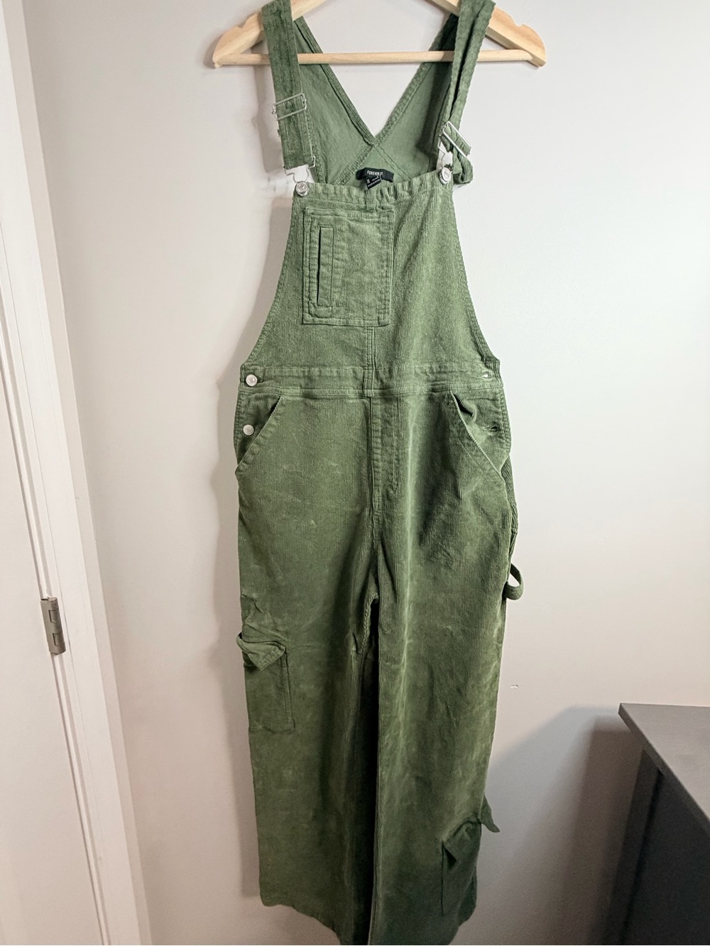 Forever 21 Olive Green Corduroy Women's Overalls - Picture 4 of 5